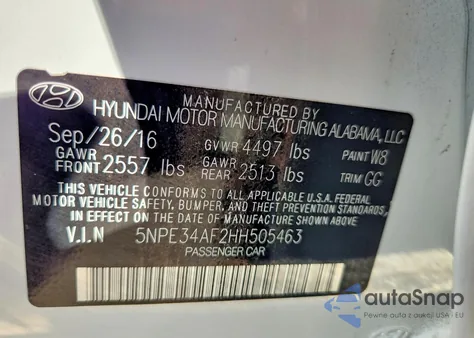 2017 Hyundai Sonata Sport из США, поврежденный, VIN 5NPE34AF2HH505463